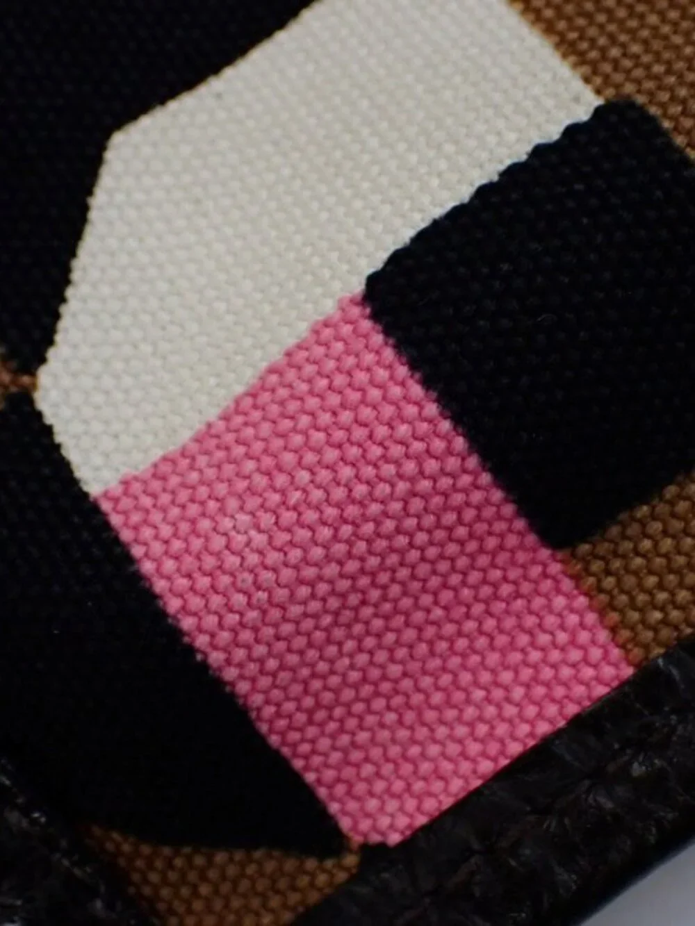 Prada Geometric Canvas & Deerskin Leather Tote